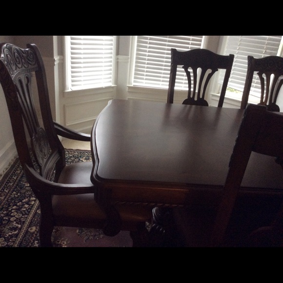 havertys Dining 7 Piece Formal Cherry Wood Dining Table Set Poshmark
